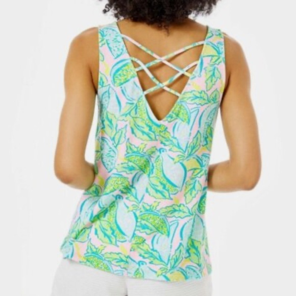 Women’s LILLY PULITZER Kristen swing top- urchin pink/vitamin sea. Size Large - Picture 2 of 7